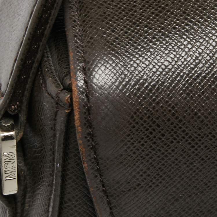 Pre Owned MCM Dark Brown Leather Flap Messenger Bag 
