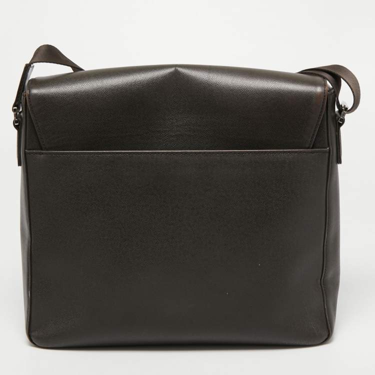 Pre Owned MCM Dark Brown Leather Flap Messenger Bag 