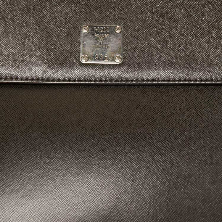 Pre Owned MCM Dark Brown Leather Flap Messenger Bag 