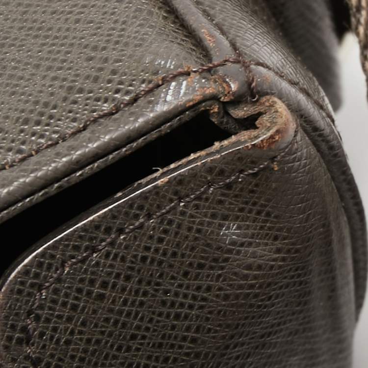 Pre Owned MCM Dark Brown Leather Flap Messenger Bag 