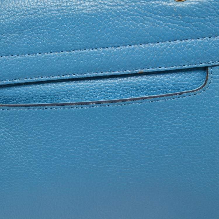 Pre Owned MCM Light Blue Leather First Lady Top Handle Bag