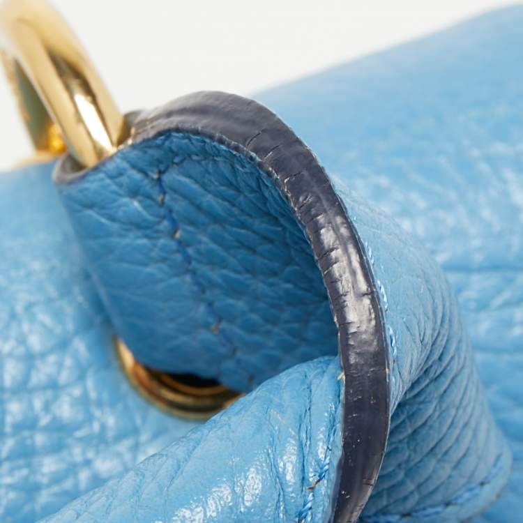Pre Owned MCM Light Blue Leather First Lady Top Handle Bag