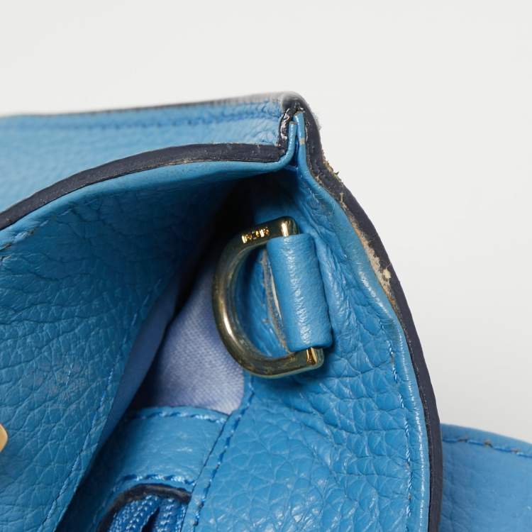 Pre Owned MCM Light Blue Leather First Lady Top Handle Bag