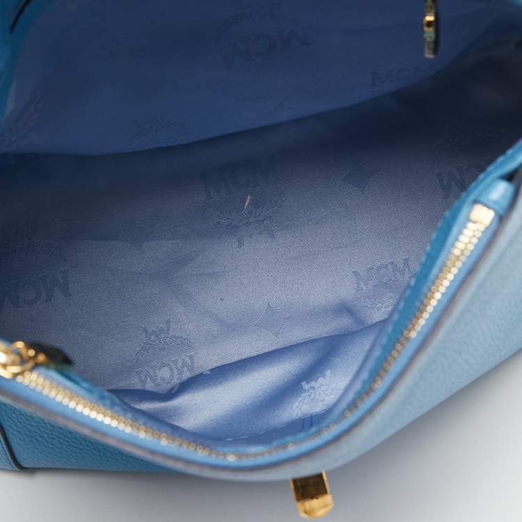 Pre Owned MCM Light Blue Leather First Lady Top Handle Bag