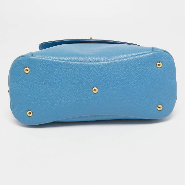 Pre Owned MCM Light Blue Leather First Lady Top Handle Bag