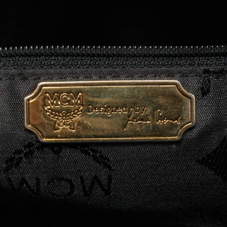 Pre Owned MCM Black Quilted Leather Embellished Boston Bag