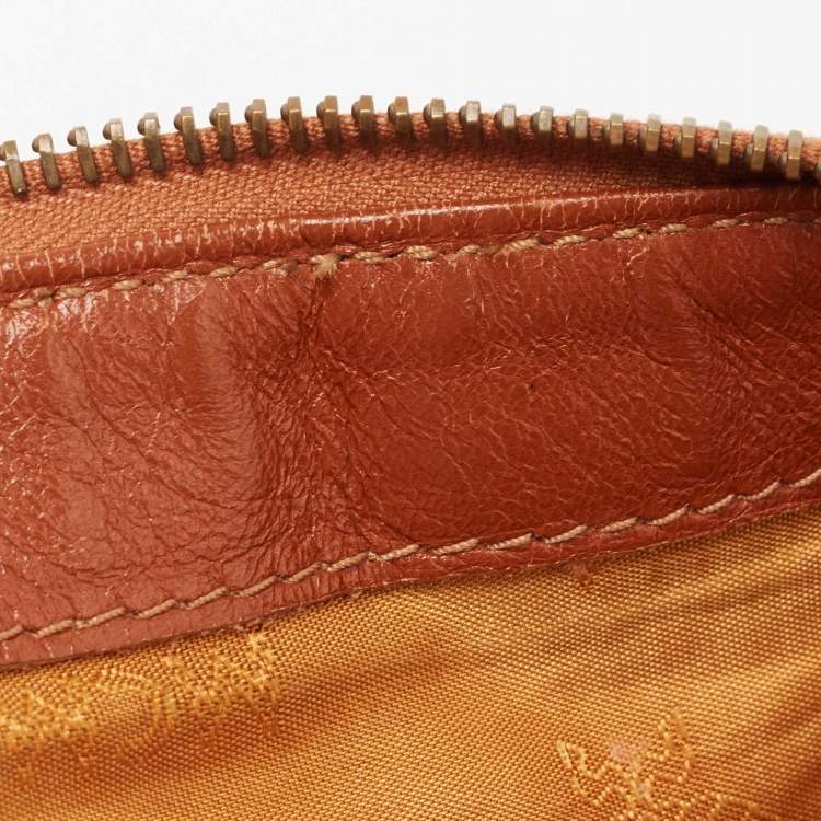 Pre Owned MCM Cognac Visetos Coated Canvas Heritage Boston Bag