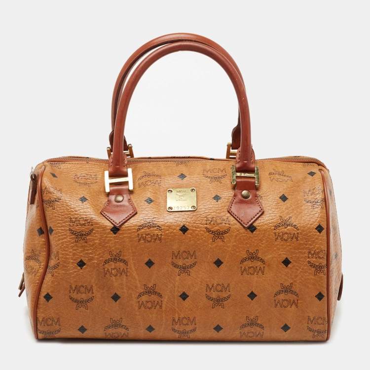 MCM Cognac Visetos Coated Canvas Small Heritage Boston Bag An absolutely  gorgeous bag. (Almost like a speedy 25) MCM quality 🥰 Sold…