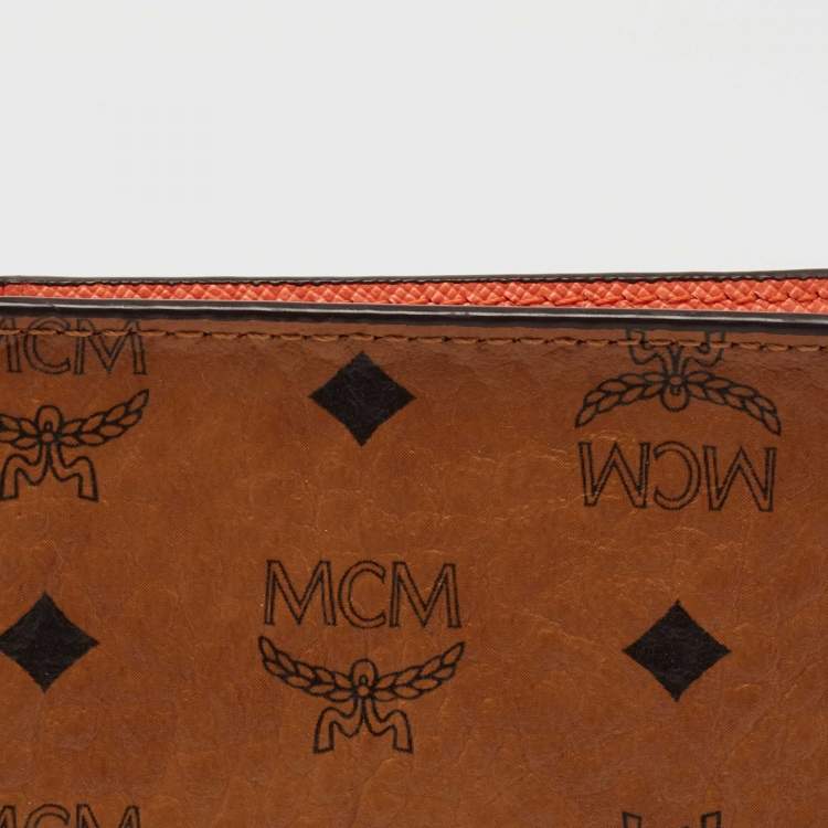 Pre Owned MCM Cognac Visetos Coated Canvas Passport Holder
