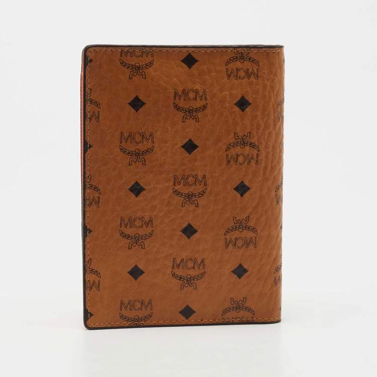 Pre Owned MCM Cognac Visetos Coated Canvas Passport Holder