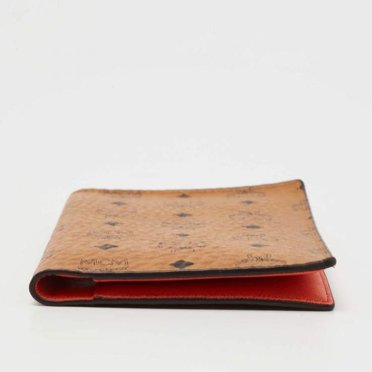 Pre Owned MCM Cognac Visetos Coated Canvas Passport Holder