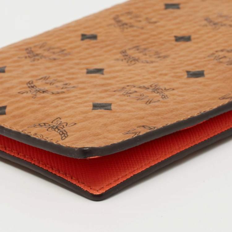 Pre Owned MCM Cognac Visetos Coated Canvas Passport Holder