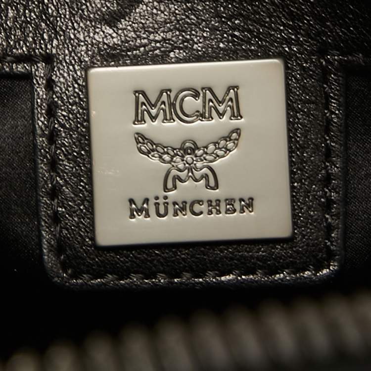 Pre Owned MCM Cognac/Black Visetos Coated Canvas and Leather Studded Backpack