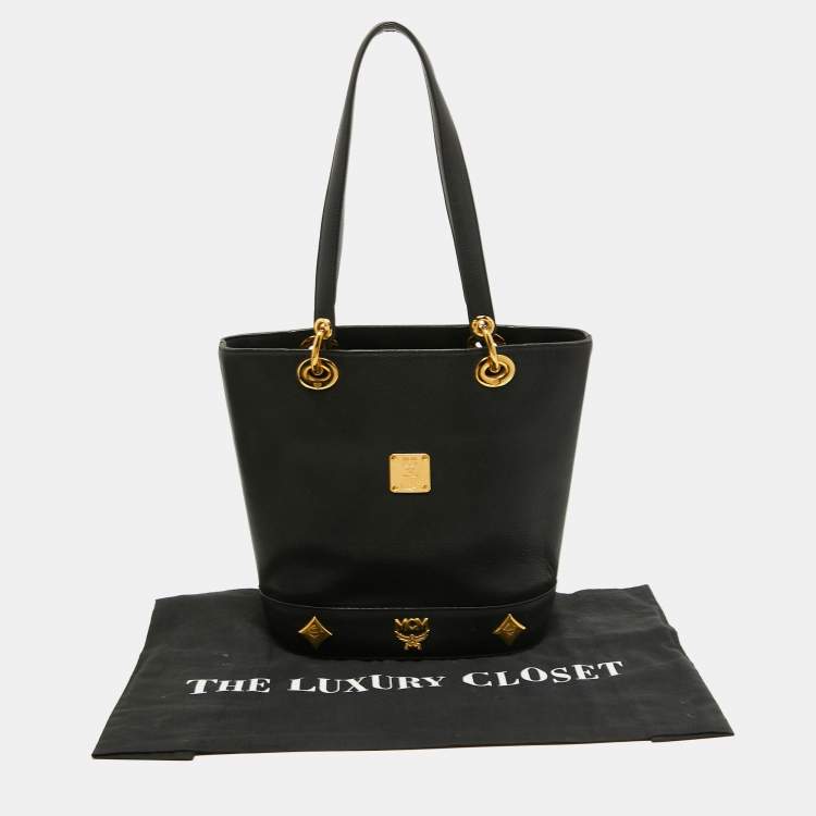 Pre Owned MCM Black Leather Bucket Tote