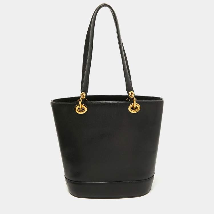Pre Owned MCM Black Leather Bucket Tote
