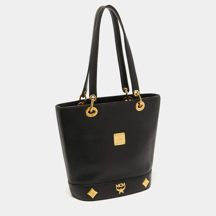 Pre Owned MCM Black Leather Bucket Tote