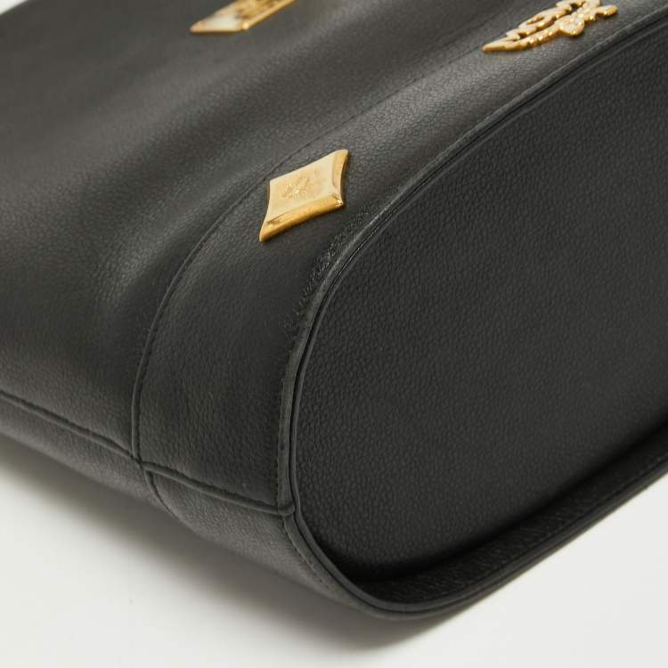 Pre Owned MCM Black Leather Bucket Tote