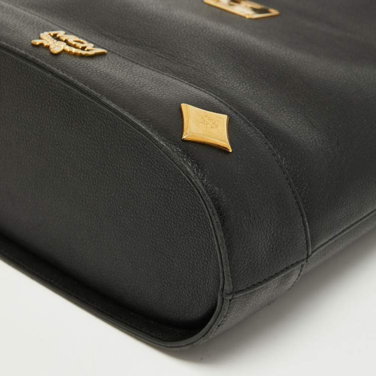 Pre Owned MCM Black Leather Bucket Tote