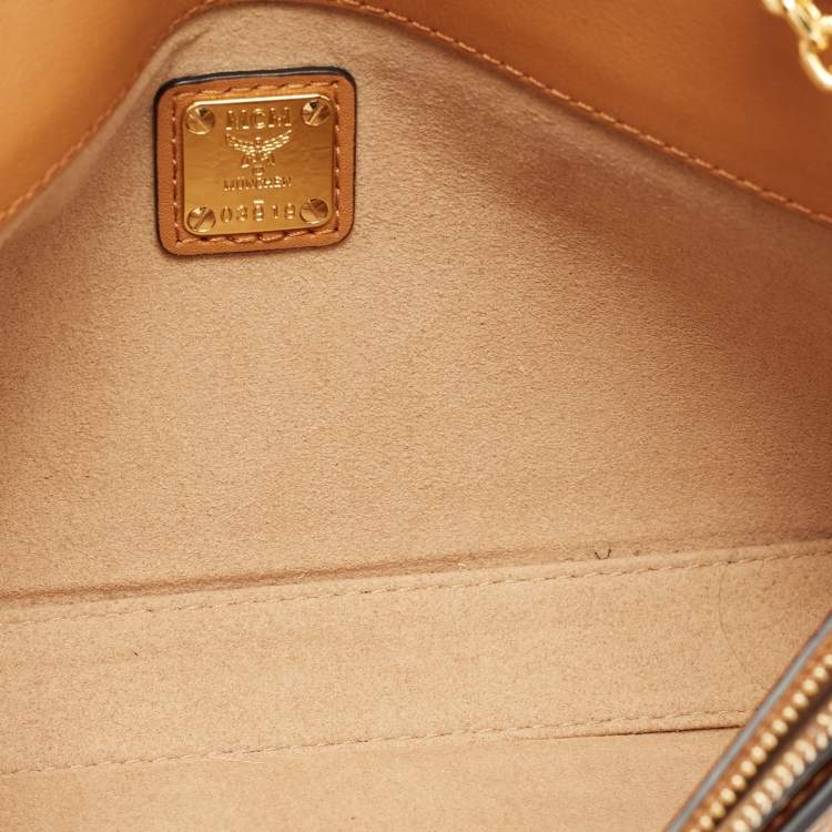 Pre Owned MCM Cognac Visetos Coated Canvas Millie Crossbody Bag