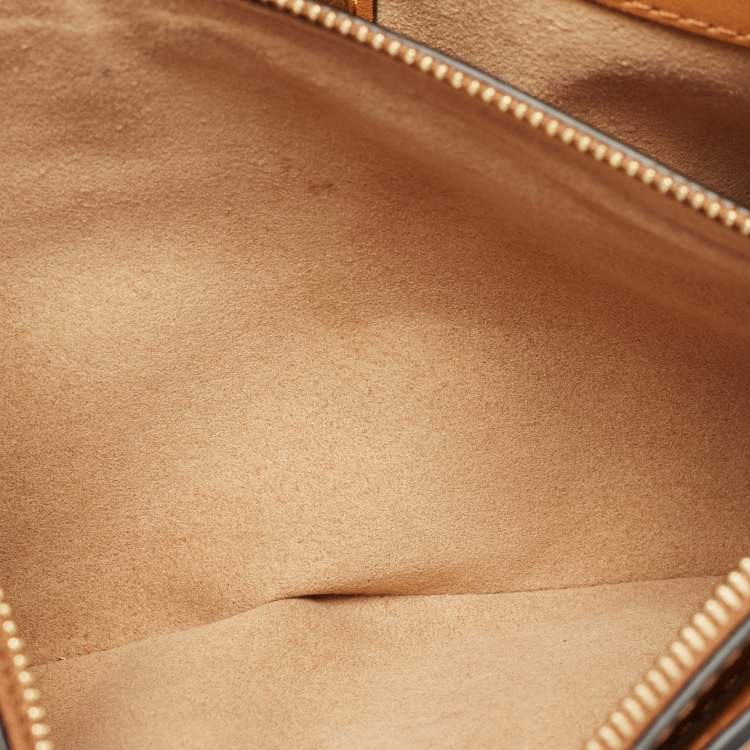 Pre Owned MCM Cognac Visetos Coated Canvas Millie Crossbody Bag