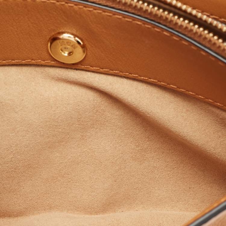 Pre Owned MCM Cognac Visetos Coated Canvas Millie Crossbody Bag