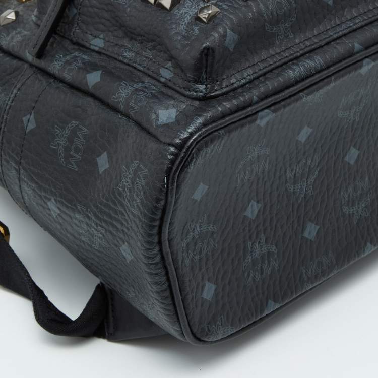 Pre Owned MCM Black Visetos Coated Canvas and Leather Small Studs Stark Backpack