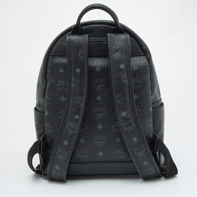 Pre Owned MCM Black Visetos Coated Canvas and Leather Small Studs Stark Backpack