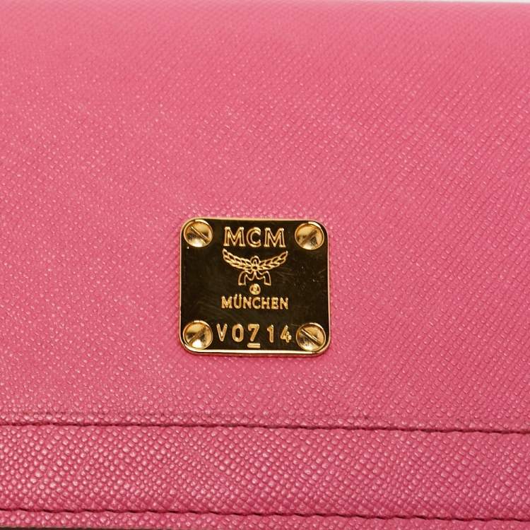 Pre Owned MCM Pink Leather Bifold Long Wallet