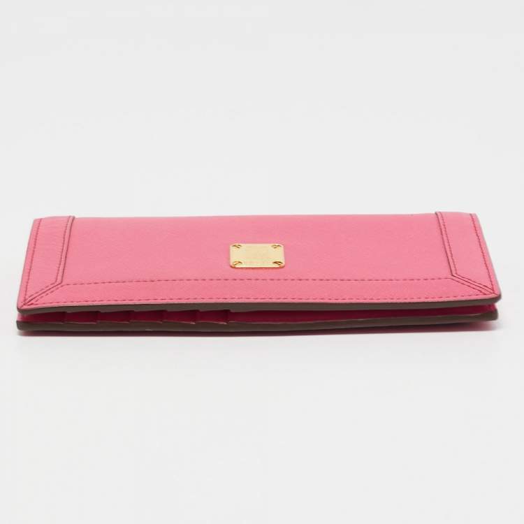 Pre Owned MCM Pink Leather Bifold Long Wallet