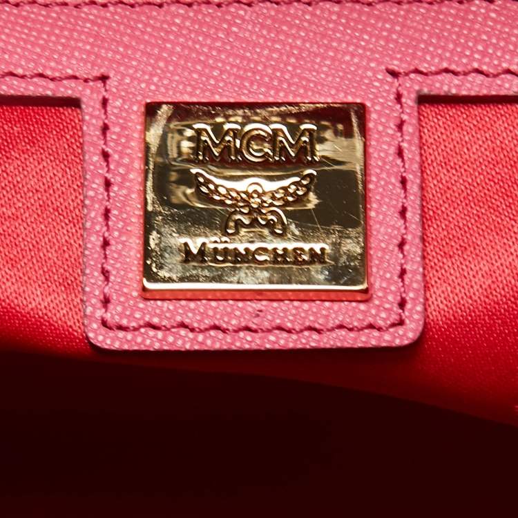 Pre Owned MCM Pink Leather Boston Bag
