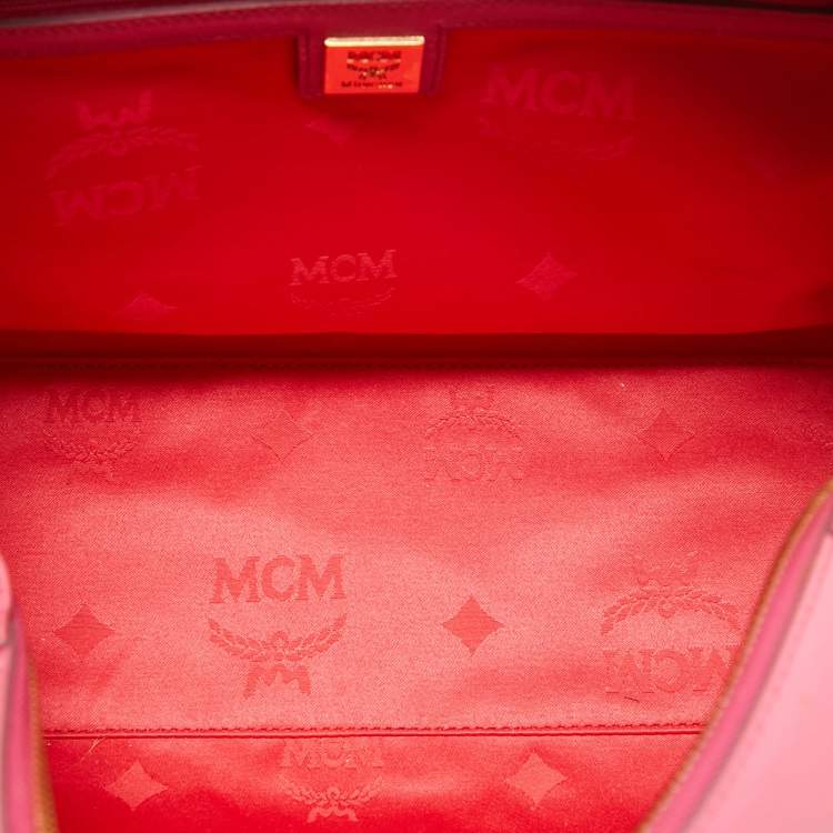 Pre Owned MCM Pink Leather Boston Bag