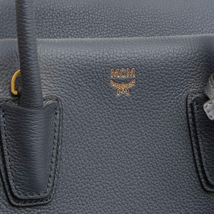 Pre Owned MCM Dark Grey Leather Medium Milla Tote