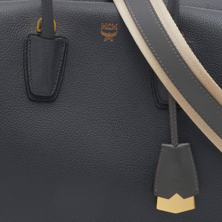 Pre Owned MCM Dark Grey Leather Medium Milla Tote