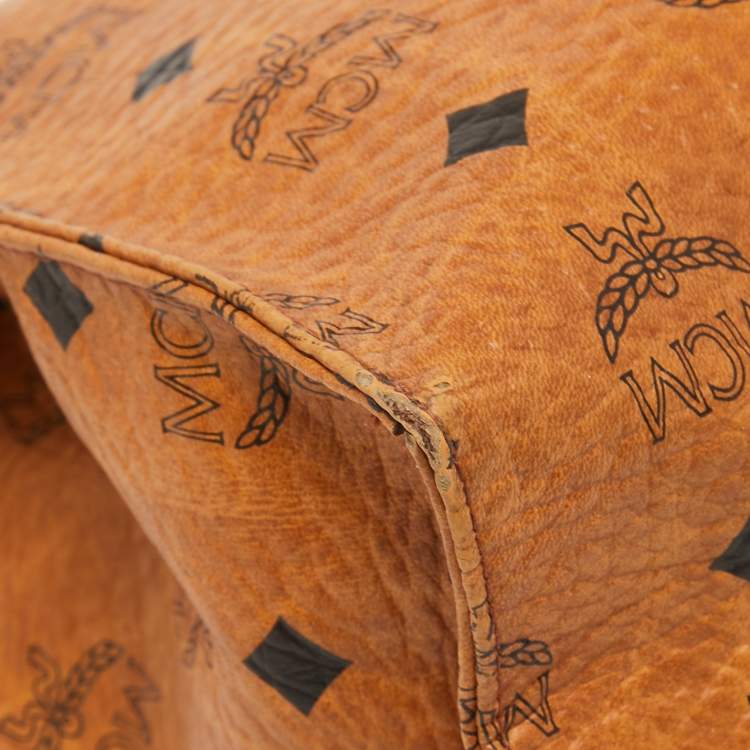 Pre Owned MCM Brown Visetos Coated Canvas Zip Pouch
