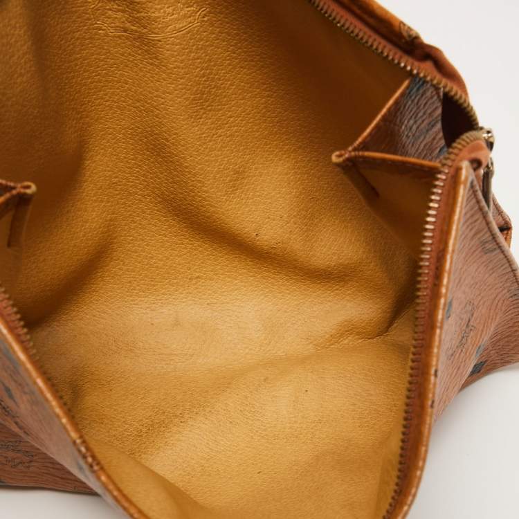 Pre Owned MCM Brown Visetos Coated Canvas Zip Pouch