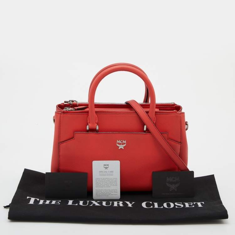 Pre Owned MCM Red Leather Elda Tote