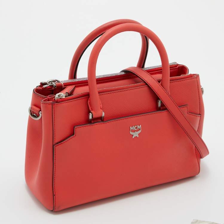 Pre Owned MCM Red Leather Elda Tote