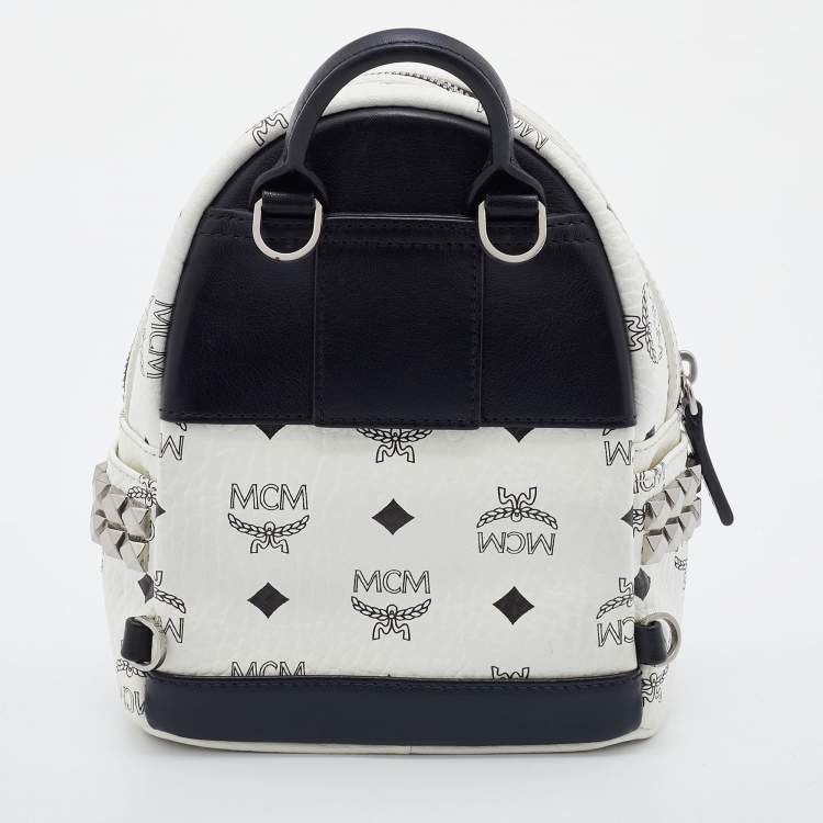 Pre Owned MCM White Visetos Coated Canvas X-Mini Bebe Boo Backpack
