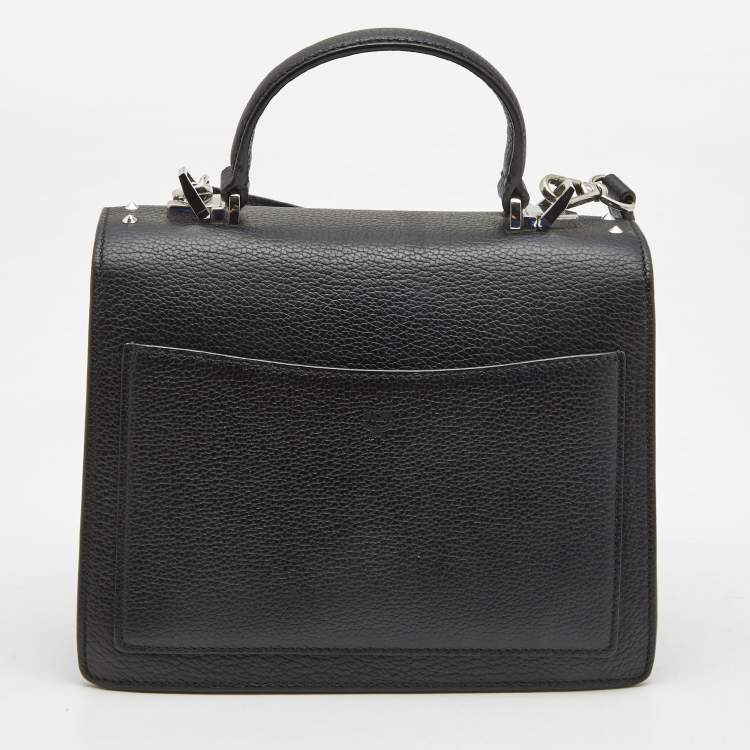 Pre Owned MCM Black Leather Small Studded Tracy Top Handle Bag