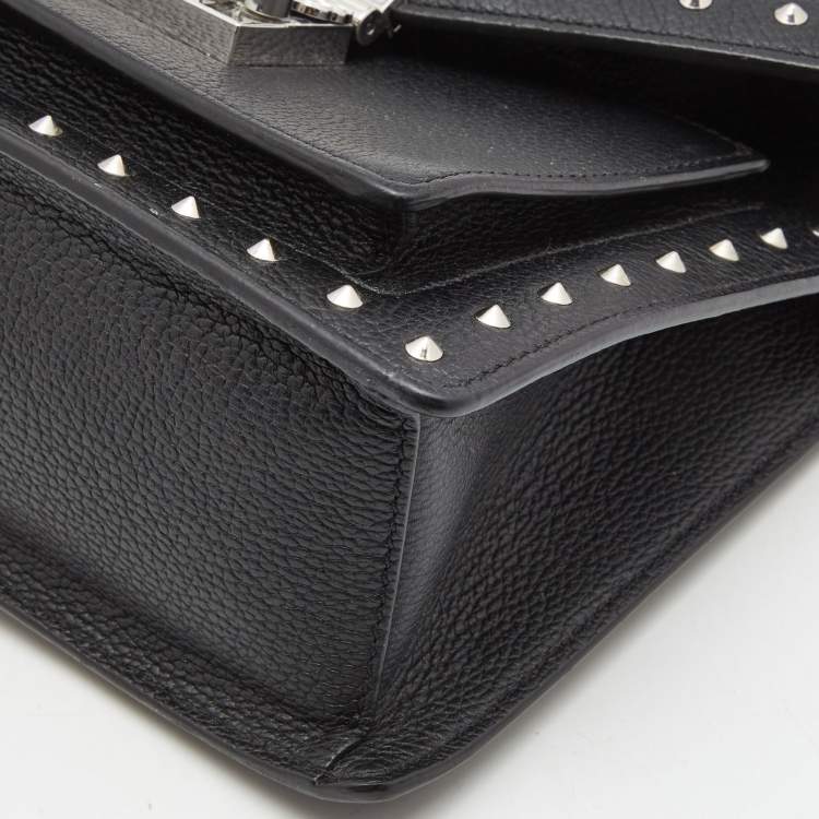 Pre Owned MCM Black Leather Small Studded Tracy Top Handle Bag