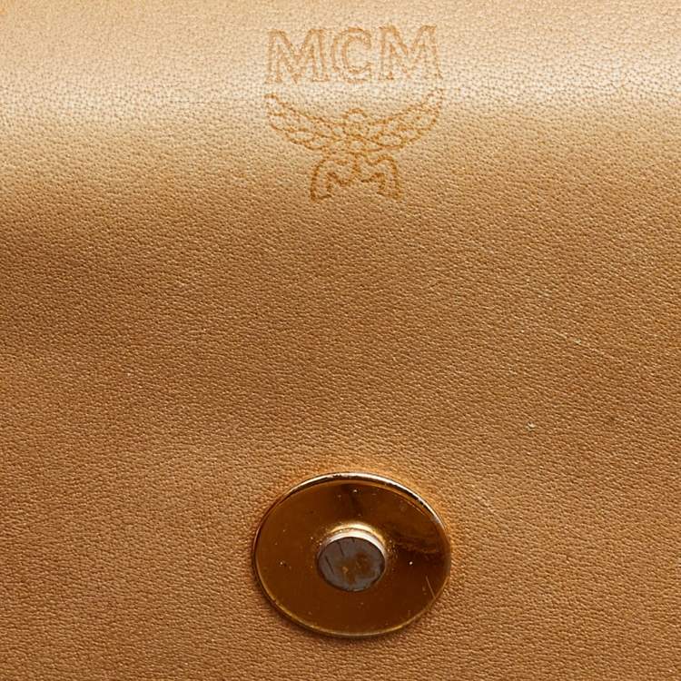 Pre Owned MCM Beige Visetos Coated Canvas and Leather Tote