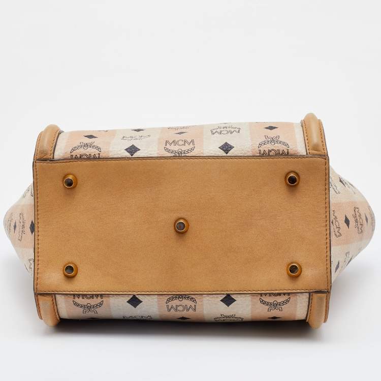Pre Owned MCM Beige Visetos Coated Canvas and Leather Tote
