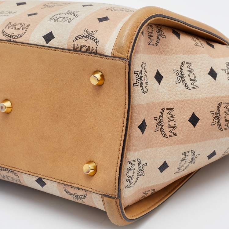 Pre Owned MCM Beige Visetos Coated Canvas and Leather Tote