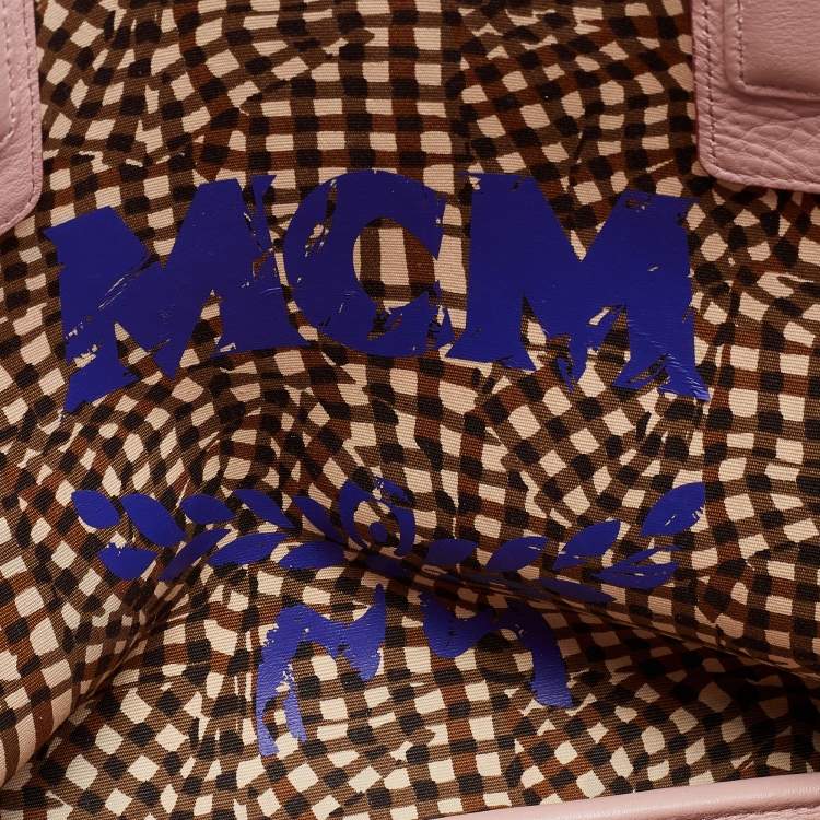 Pre Owned  MCM Pink Visetos Coated Canvas and Leather Reversible Shopper Tote 