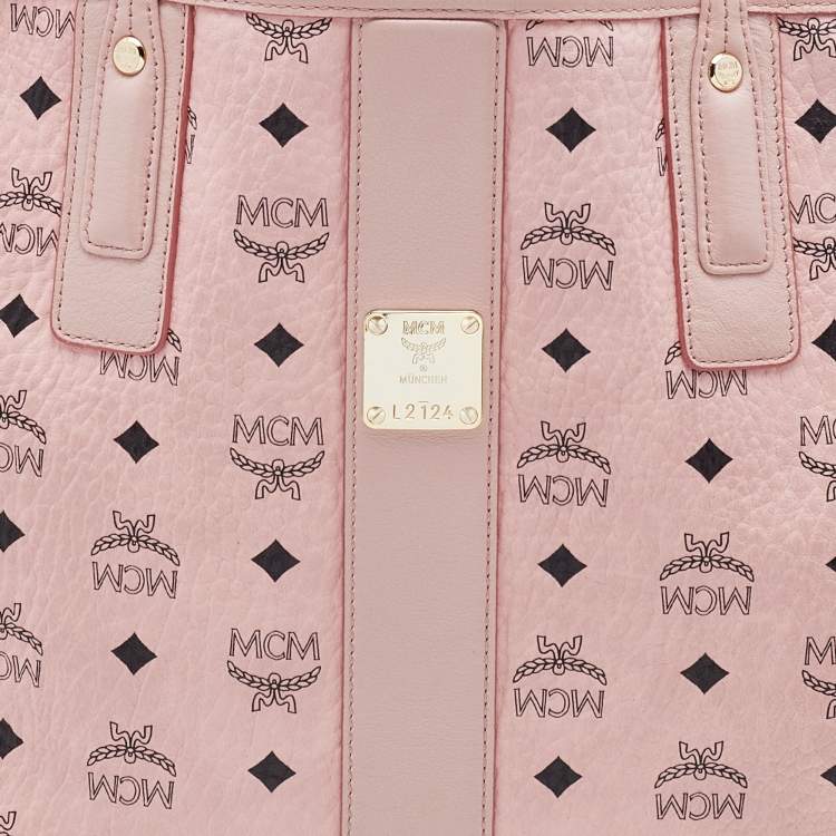 Pre Owned  MCM Pink Visetos Coated Canvas and Leather Reversible Shopper Tote 