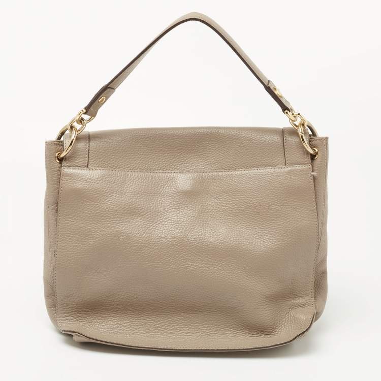 Pre Owned MCM Beige Leather Studded Flap Hobo