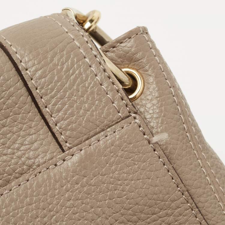 Pre Owned MCM Beige Leather Studded Flap Hobo