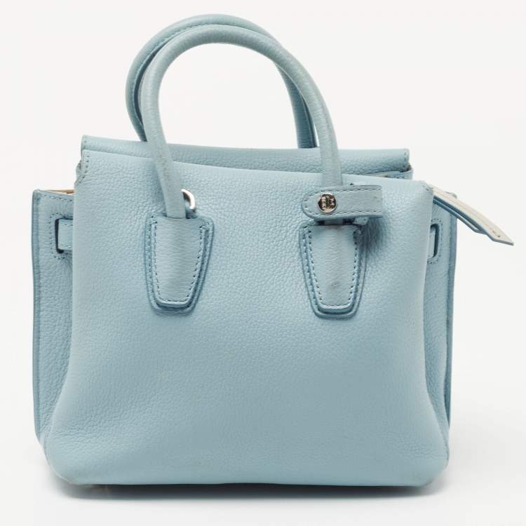 Pre Owned MCM Light Blue Leather Mini Milla Tote