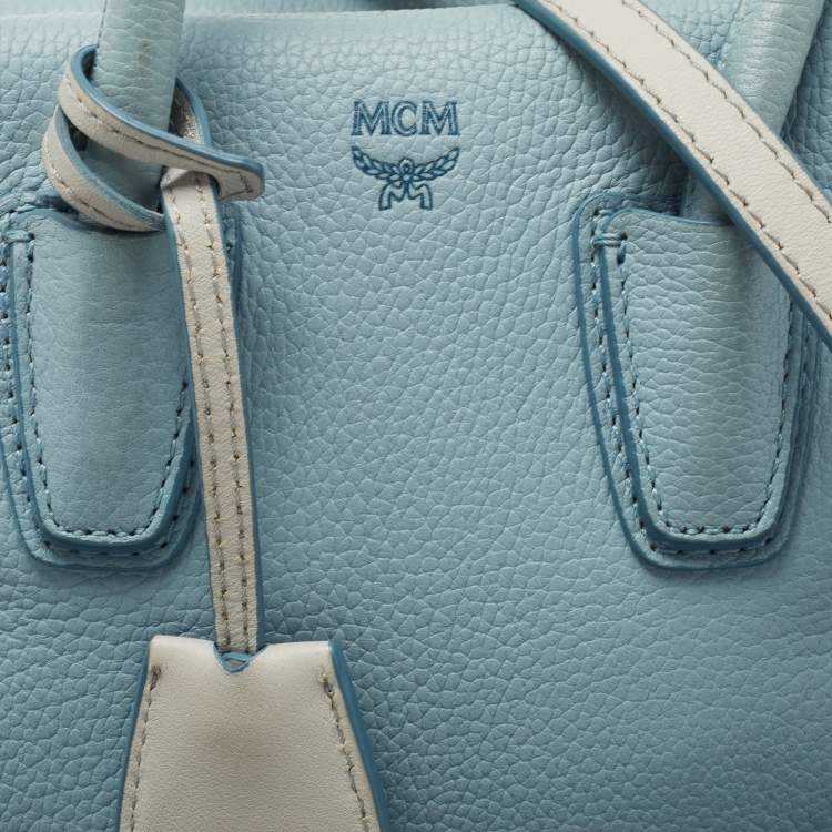 Pre Owned MCM Light Blue Leather Mini Milla Tote