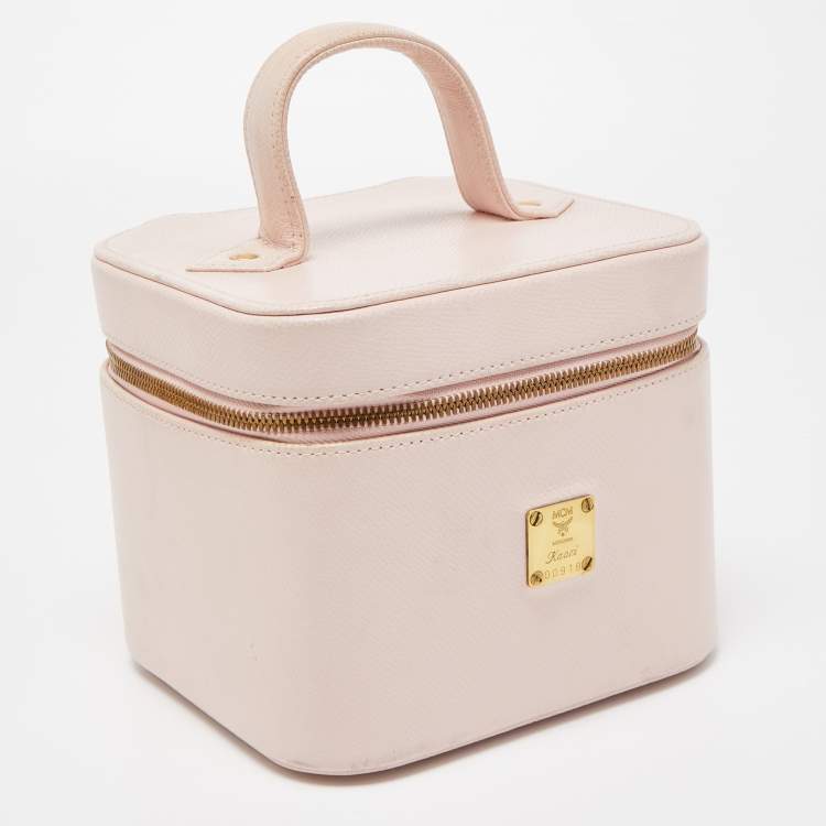 Pre Owned MCM Light Pink Leather Vanity Case Bag 
